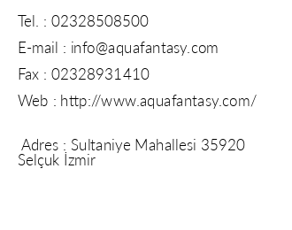 Aqua Fantasy Aquapark Hotel iletiim bilgileri